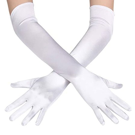 Iltanäytöksen satiinikäsineet naisille, kyynärpään pituiset 1920-luvun satiinikäsineet naisille, kyynärpään pituiset juhlapukukäsineet, valkoiset