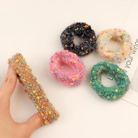 10 st fluffiga hårscrunchies, plyschpälshårband, elastiska hårsnoddar, håraccessoarer för kvinnor och flickor, vita, kaffebruna, rosa, gröna, svarta, 
