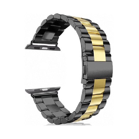 Musta kulta, metallista ruostumattomasta teräksestä valmistettu ranneke, yhteensopiva Apple Watchin kanssa