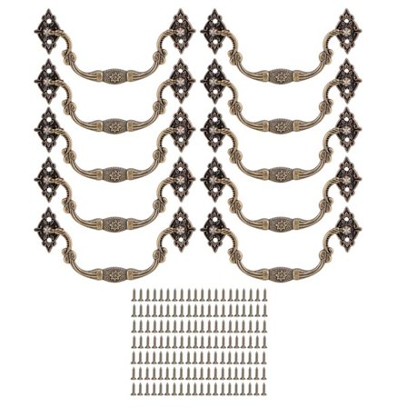 10 sæt store antikke trææskehåndtag tilbehør til skabe og skuffer