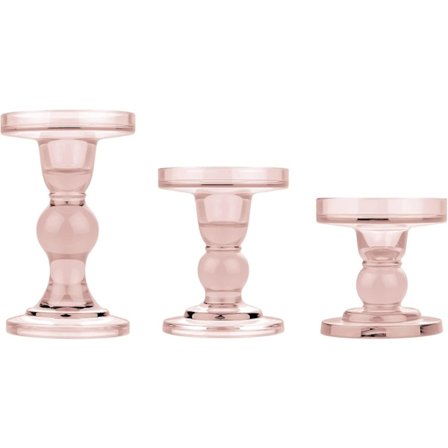 Glasljusstake [3-pack], Klar Ljusstake, Kristall Ljusstake Med Rund Bas, Amerikansk Stil