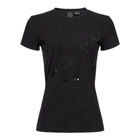 Pinko, Pinko T-shirts and Polos Black Zwart, Dames, Maat:XS