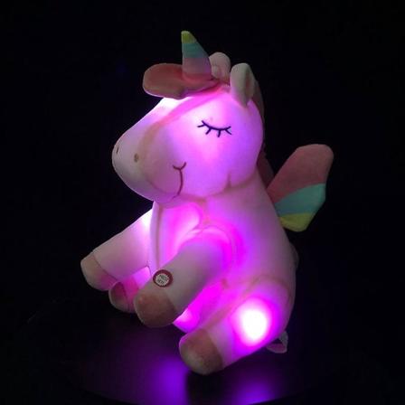 Led Lys-op Unicorn Plys Legetøj Ins Stil Sød Regnbue Unicorn Dukke Børns Gave pink 30cm