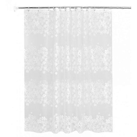 180×200 cm Vit Mögelresistent Duschdraperi i Polyester & Krokar