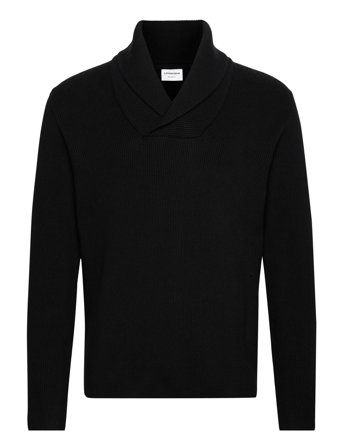 Shawl Collar Rib Knit Black Lindbergh