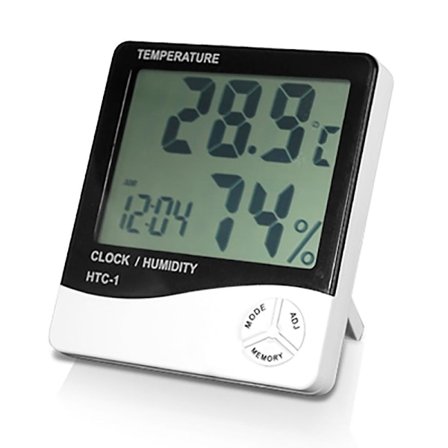 DIGIFLEX Digitalt LCD-termometer og hygrometer med ur og alarm