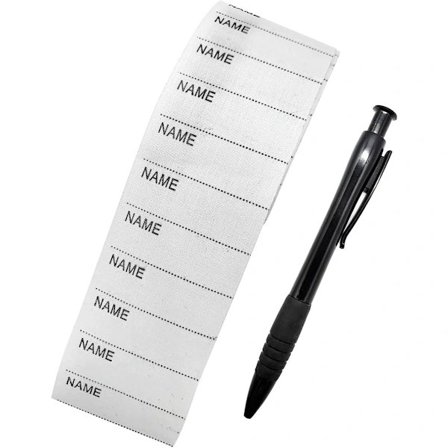 200 st Stryk-på Namnlappar med Penna - Tvättbara Etiketter - Vävda Etiketter för Kläder, Skoluniformer, Väskor, Handdukar, Hattar, Handskar, Halsdukar