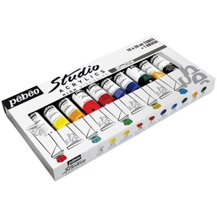 PEBEO Studio Acrylics 10 tuber 20 ml + borste
