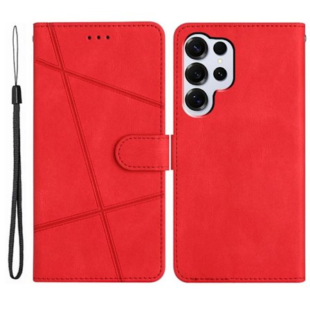 Crazy Horse Samsung Galaxy S26 Ultra Plånboksfodral Konstläder Ställ - Röd