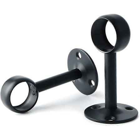 Gardinstångsfäste Garderobsstångsfäste med Skruvar Takfäste för Gardin och Garderob, Matt Svart Rostfritt Stål, Diameter 32mm, 2 st 32mm