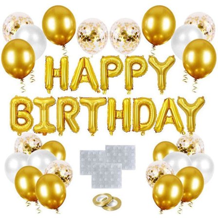 Luksuriøse gylne bursdagsfestdekorasjoner Gratulerer med dagen ballonger sett