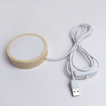 LED-lys Dispaly Base Krystallkuleholder 8CMWHITE LYS HVIT