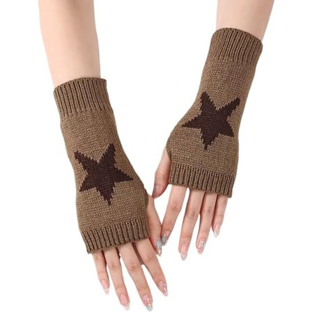 ING Fingerløse Handsker med Stjerneprint og Tommelfingerhuller, Fairy Grunge Vanter og Armvarmere til Kvinder som Harajuku Mode Tilbehør