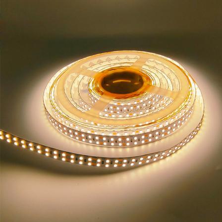 24V varm hvid LED-strip 3000K, 15M vandtæt IP67 dobbelt række LED'er 2835 SMD striplys til køkken