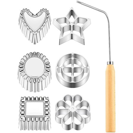 4-pak Rosett Kaka Buneulos Værktøj, Kompatibelt med 3 Udskiftelige Hoveder, Aluminiumforme til Bagning-FQ