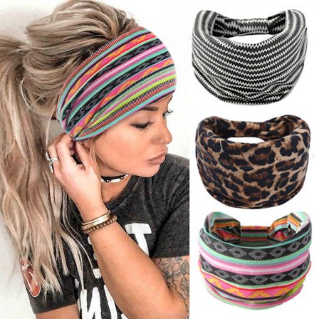 (Sett med 3) Bohemian bred stripe skjerf, svart yogaskjerf, knyttet