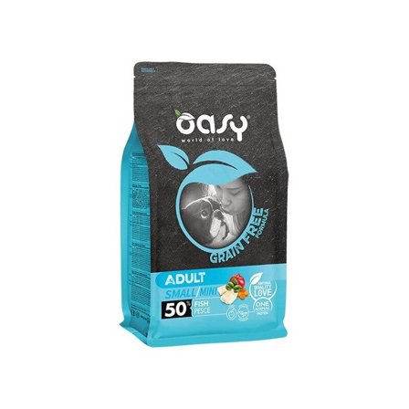 Oasy Grain Free Adult Small & Mini Con Pesce Per Cani Adulti