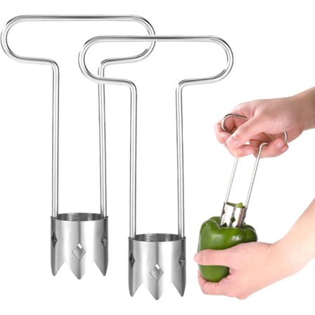 Chili Peber Frøfjerner - To-delt Rustfrit Stål Rød Peberfrugt Frøfjerner - Frugt Frøfjerner - Hurtig Skærende Frøfjerner