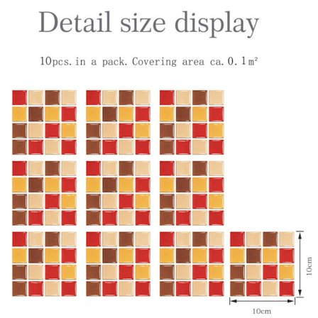 3D mosaik fliser mursten klistermærker tapet badeværelse vægdekoration orange