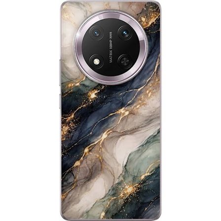 Yhteensopiva Puhelinkuori Honor Honor Magic7 Lite Ylellinen abstrakti marmoritaide mustalla, valkoisella ja kullalla elegantteine linjoineen, eksklusi
