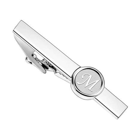 Silverfärgat slipsnål för män, klassisk stil, manschettknappar och slipsnål för män med initialer, alfabetets bokstav A-Z, manschettknappar, personlig
