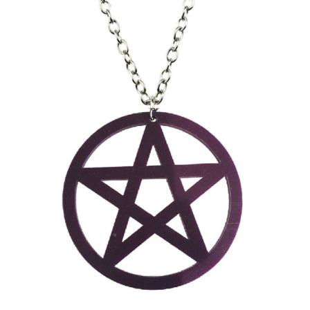 Halsband Pentagram OVERSIZE Wicca Pagan LILAPentacle Symbol Svart