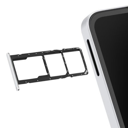 Låda för två nano SIM-kort och micro SD Galaxy A06 med exakt tätningslist vit