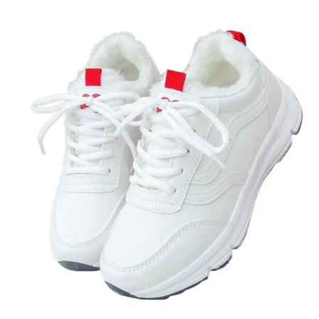 Dam Snörning Plysch Foder Sneakers Rund Tå Snow Casual Skor