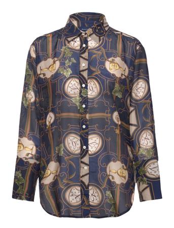 D1. Rel American Luxe Cot Silk Langærmet Skjorte Multi/mønstret GANT