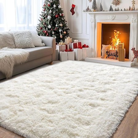 Langhåret tæppe 160 x 230 cm, creme, blødt, moderne, skridsikkert, til soveværelse og børneværelse