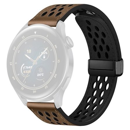 Huawei Watch GT 4 46mm / 4 Pro / Samsung Galaxy Watch3 / Watch 4 ranneke ontto 22mm nahkaranneke - Tan