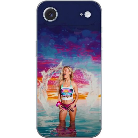 Yhteensopiva Puhelinkuori Apple iPhone 17 Air Vaalea nainen kirjavia rantavaatteita pelaa meressä auringonlaskun aikaan