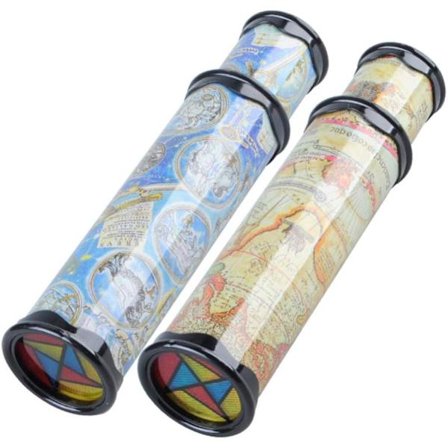 Sett med 2 (tilfeldig farge) magisk roterende kaleidoskop, verdensklassiker