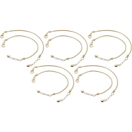 10-pack silverfärgade ormskedjekedjor med berlocker i rostfritt stål, justerbart armband med hjärtformad hummerlås, guld