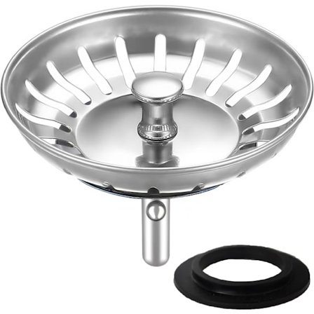 Rustfritt stål vask sil 80mm Universal avløpssil Plugg Forhindrer tilstopping Passer Blanco Franke vasker Ekstra tetninger inkludert