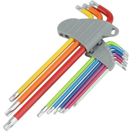 9-delad Torx-nyckelset med sexkantiga ändar, industriella sexkantnycklar, tillverkade av värmebehandlat CR-V-stål, förlängd version