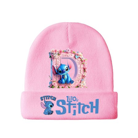 Disney Stitch Bokstav A-Z Trykkdesign Dame Lue, Elastisk Løs Passform, Høst/Vinter Varm Unisex Hatt, Lett og [DB]