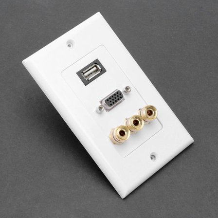 USB2.0 + VGA + 3 banankontakter informationstavla väggplatta KLB