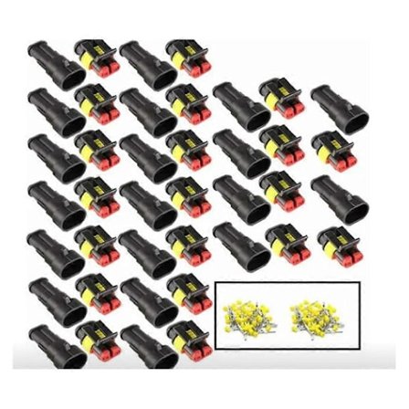 20 Set 2-Pin Vattentät Elektrisk Bilkontakt, Vattentät Bilkontakt, Dammtät, Isolerad och Förseglad