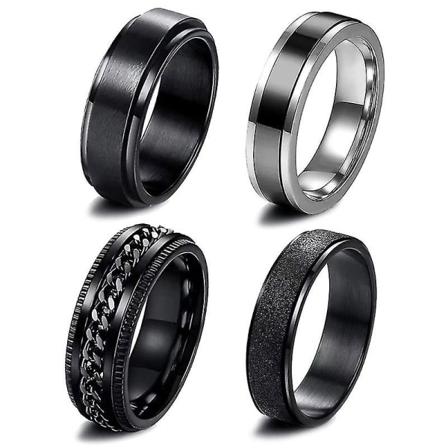 4 St Daily Casual Par Fidget Spinner Ringar Set Rostfritt