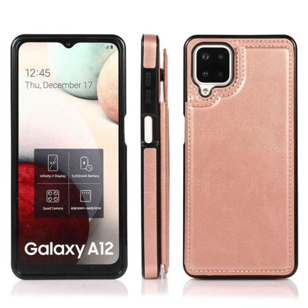 Samsung Galaxy A12 - Skal Med Korthållare Roséguld