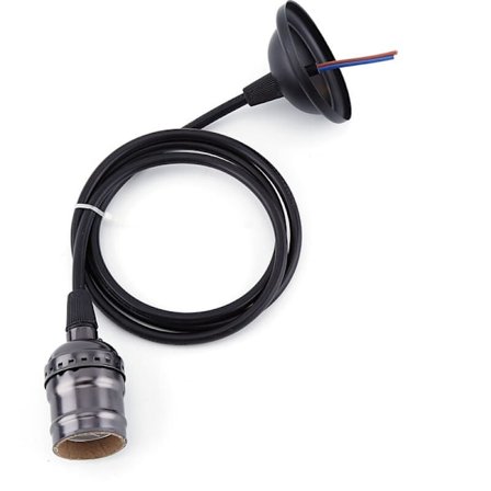 Retro E27 bordslampa lamphållare pärlsvart med kabel utan strömbrytare