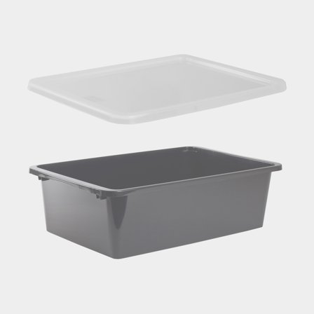 Scatola di stivaggio con coperchio e ruote Nordiska Plast Store It Bedroller ECO, grigio, 585 x 385 x 178 mm, 30 litri