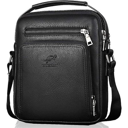 Herre Skuldertasker Skuldertaske Herretaske Læder: Sorte Herre Skuldertasker