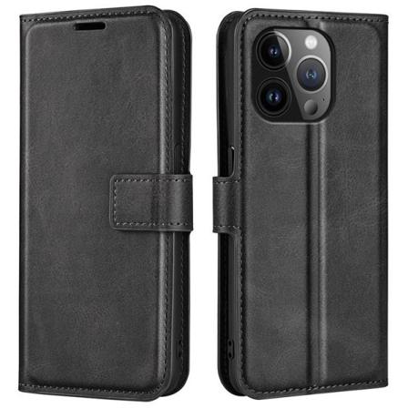 iPhone 15 Pro Max Pungeetui Calf Flip Folio - Sort