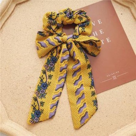 Klassisk Scrunchie sløyfe vintage print blomsterbånd farger