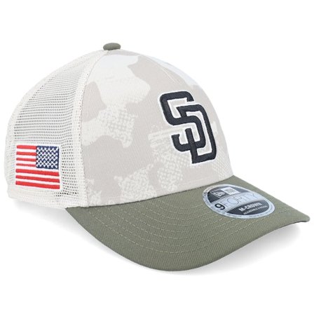 New Era - MLB Camo trucker Caps - San Diego Padres MLB Armed Forces Day 9FORTY Stone/Olive A-Frame Trucker @ Hatstore