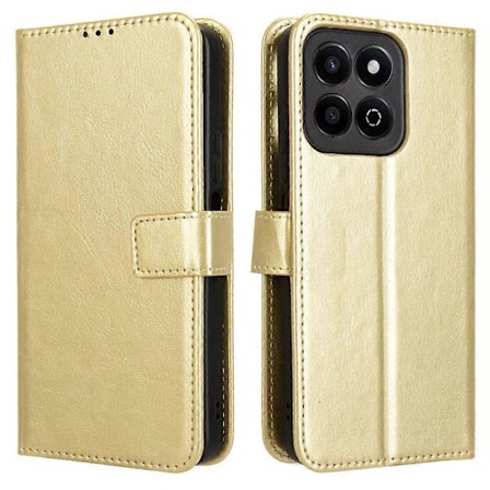 For Honor 200 Smart 5G/ Play 60 Plus 5G Stativfodral Lommebok Telefondeksel Crazy Horse-Tekstur (FMY) Gull