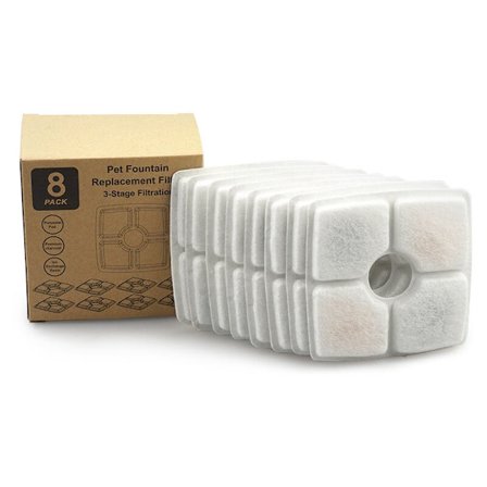 8-pack vattenfontän ersättningsfilter kol aktivt hartsfilter treskikts katt dricksvatten filtreringssystem