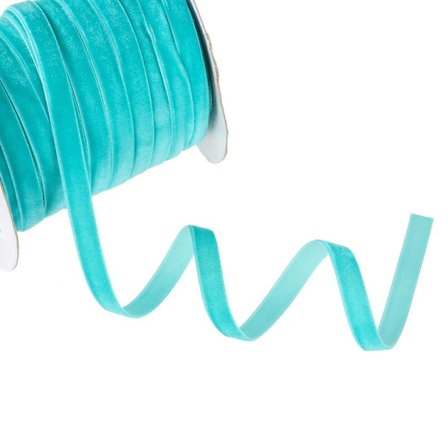 50yards 10mm Velvet Ribbon Flocking Silk LAKE GREEN